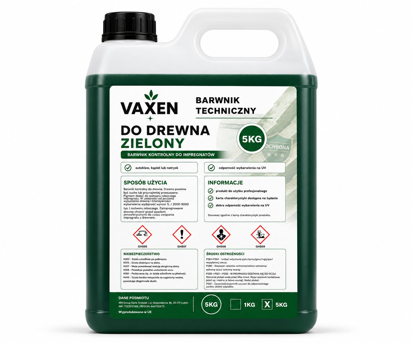 Barwnik techniczny do drewna VAXEN zielony 5 kg
