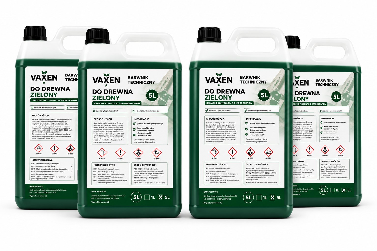 Barwnik techniczny do drewna VAXEN zielony 4 × 5 kg — 20 kg