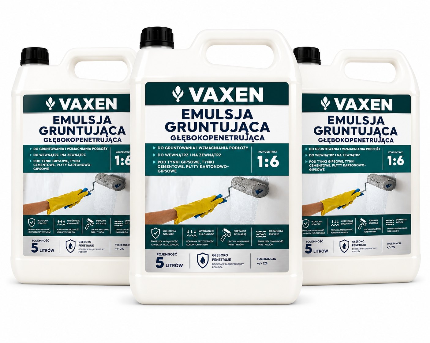VAXEN Emulsja Gruntująca Głęboko Penetrująca 5L - zestaw 3 sztk.