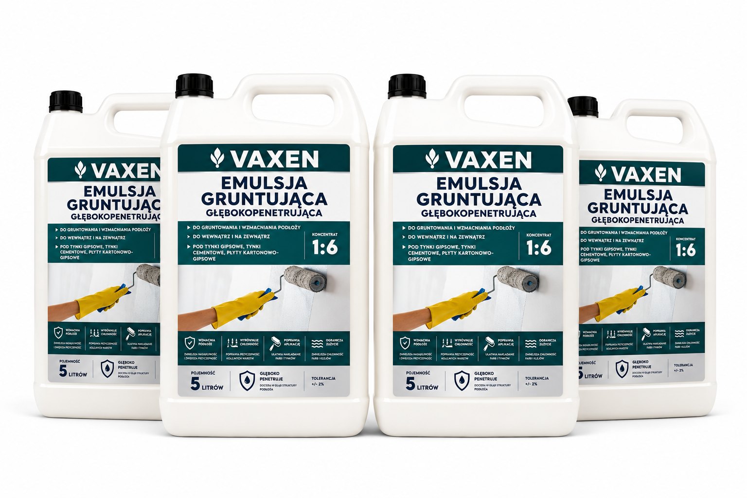 VAXEN Emulsja Gruntująca Głęboko Penetrująca 5L - zestaw 4 sztk.