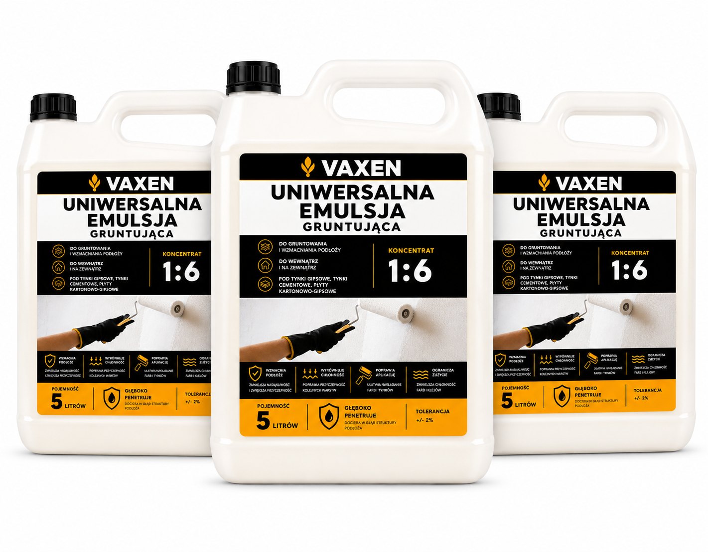 VAXEN Emulsja Gruntująca Uniwersalna 5L - zestaw 3 sztk.