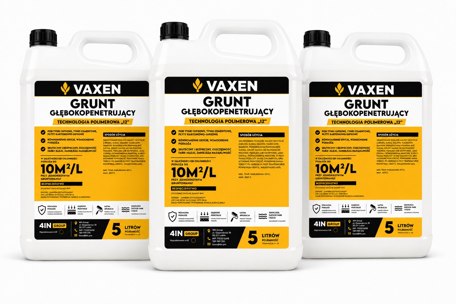 VAXEN Grunt głęboko penetrujący 12 zestaw 3x5l 15l