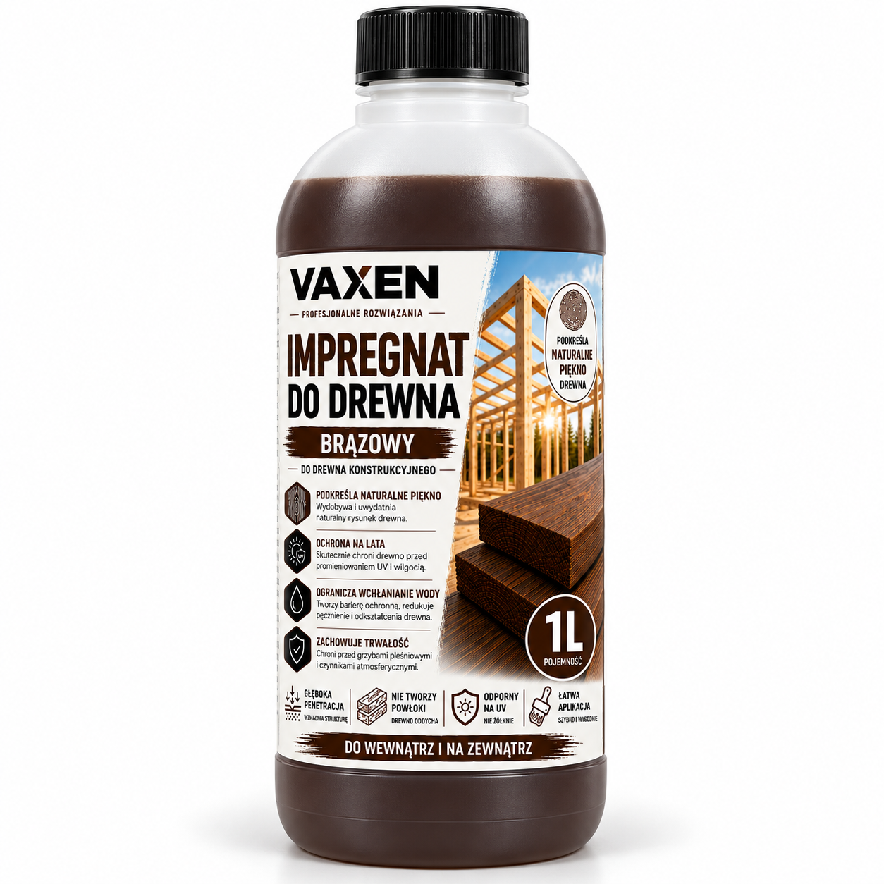 VAXEN Impregnat do Drewna Brązowy 1 L