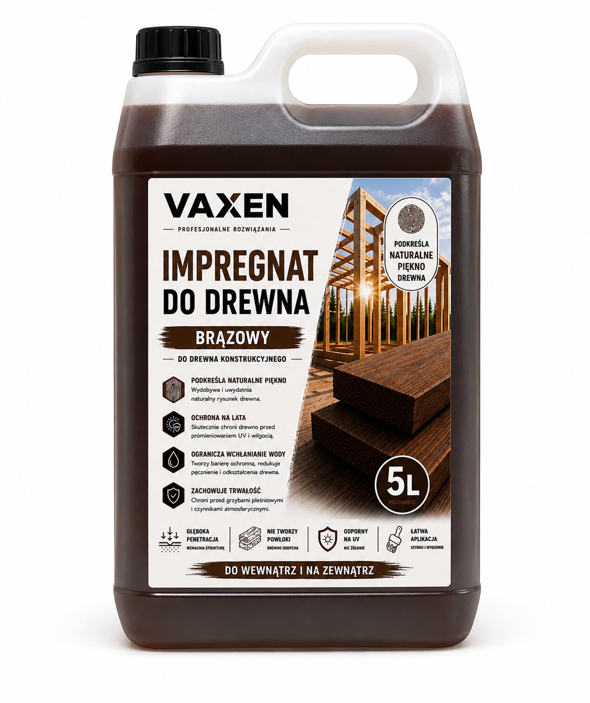 VAXEN Impregnat do Drewna Brązowy 5L
