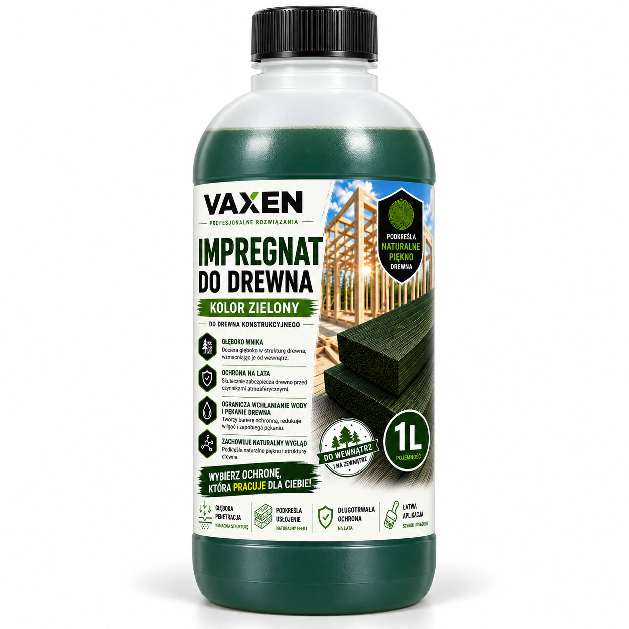 VAXEN Impregnat do Drewna Zielony 1 L