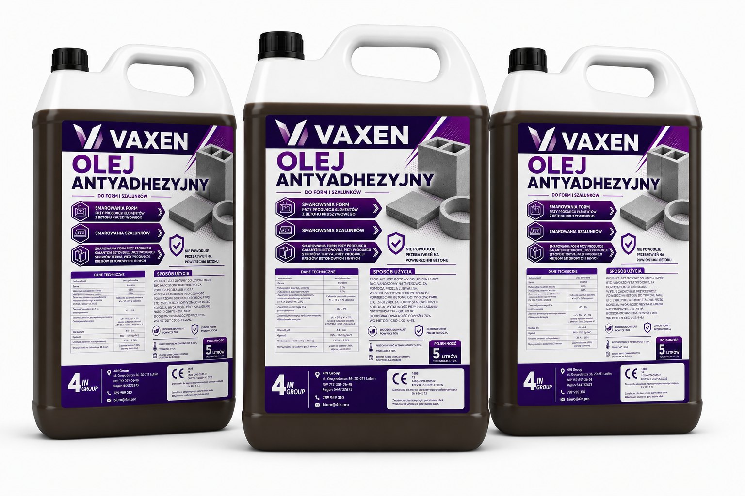 VAXEN Olej Antyadhezyjny 5L - zestaw 3 sztk.