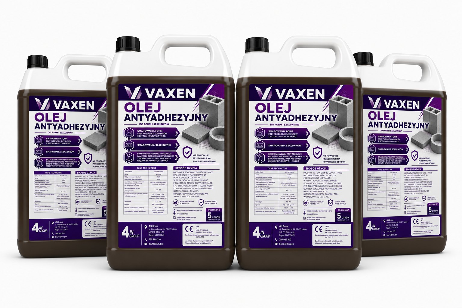 VAXEN Olej Antyadhezyjny 5L - zestaw 4 sztk.