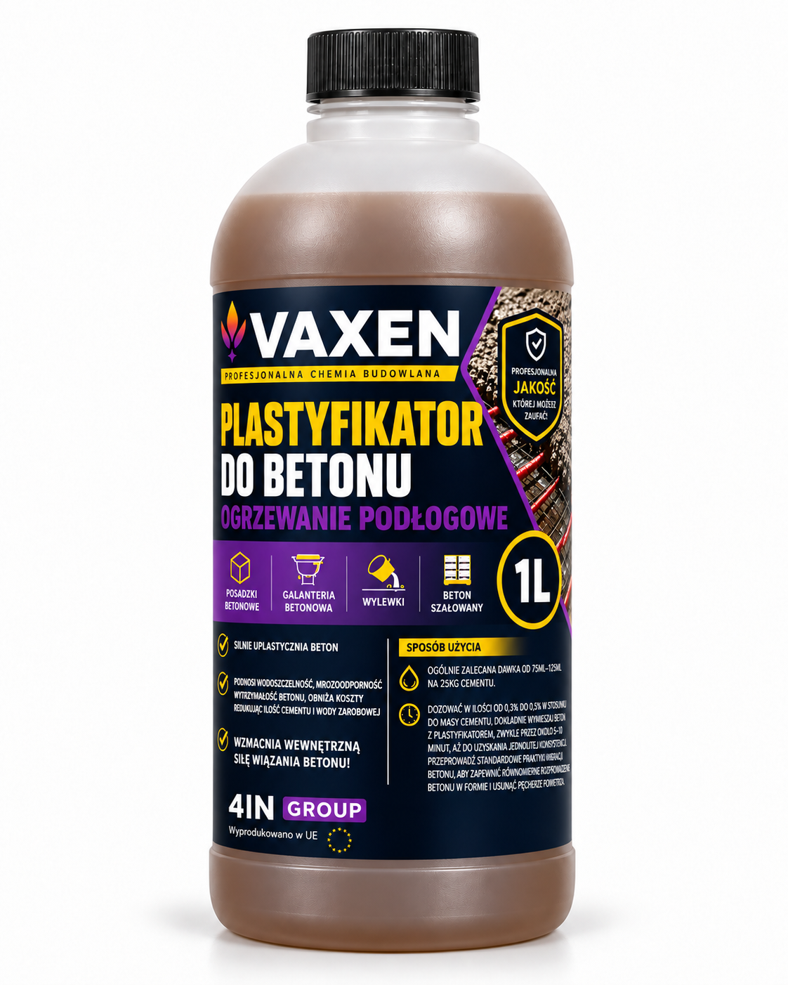 VAXEN Plastyfikator do Betonu Ogrzewanie Podłogowe 1 L