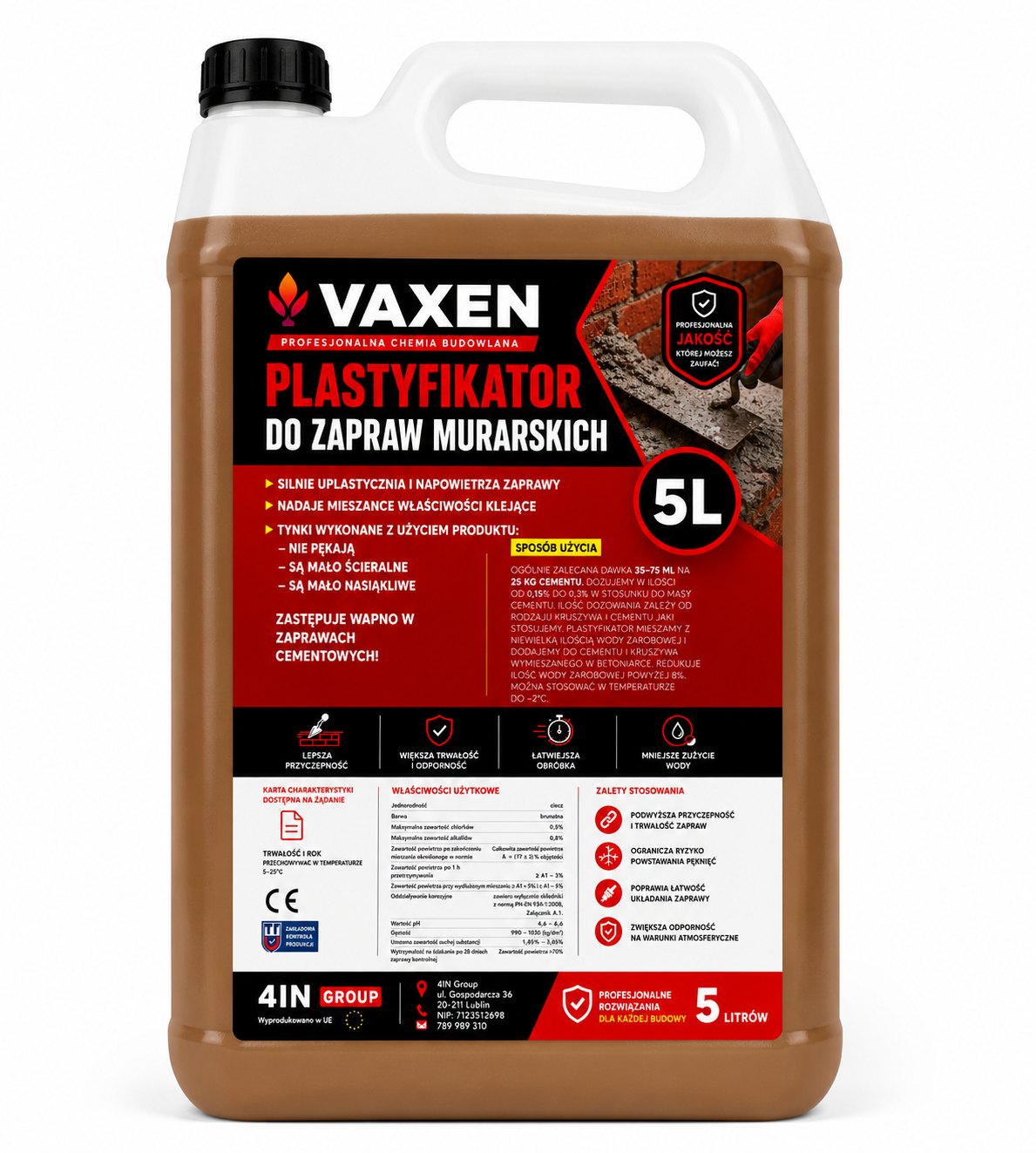 VAXEN Plastyfikator do Zapraw Murarskich 5L