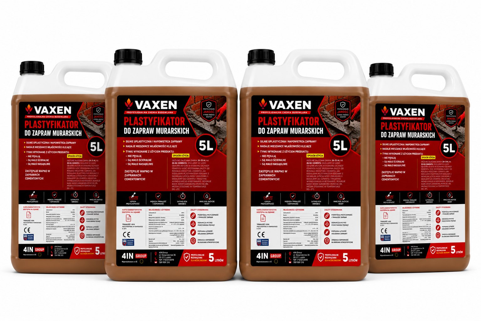 VAXEN Plastyfikator do Zapraw Murarskich - zestaw 4 × 5 l
