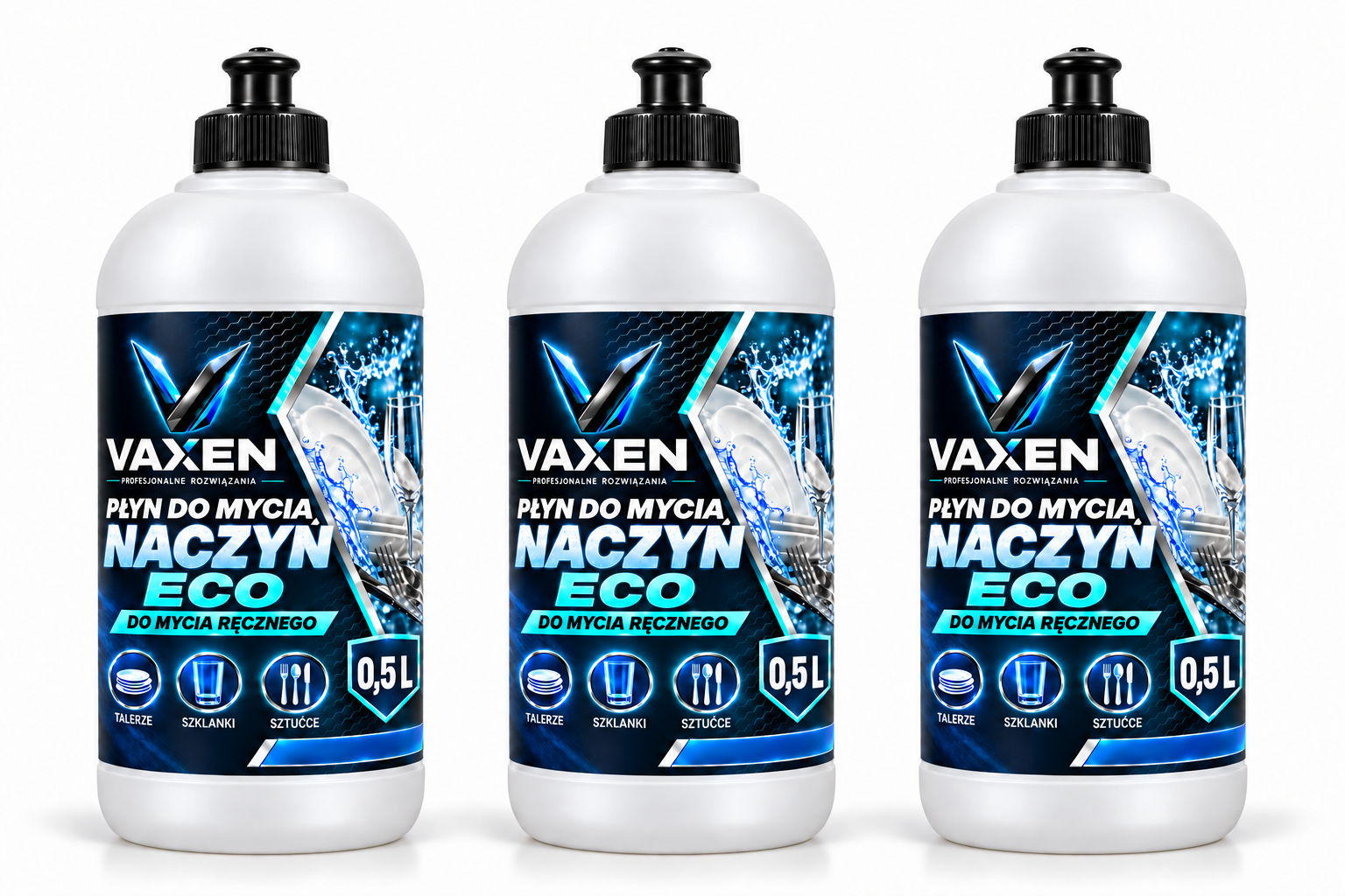 VAXEN płyn do ręcznego mycia naczyń ECO – zestaw 3 x 0,5 l