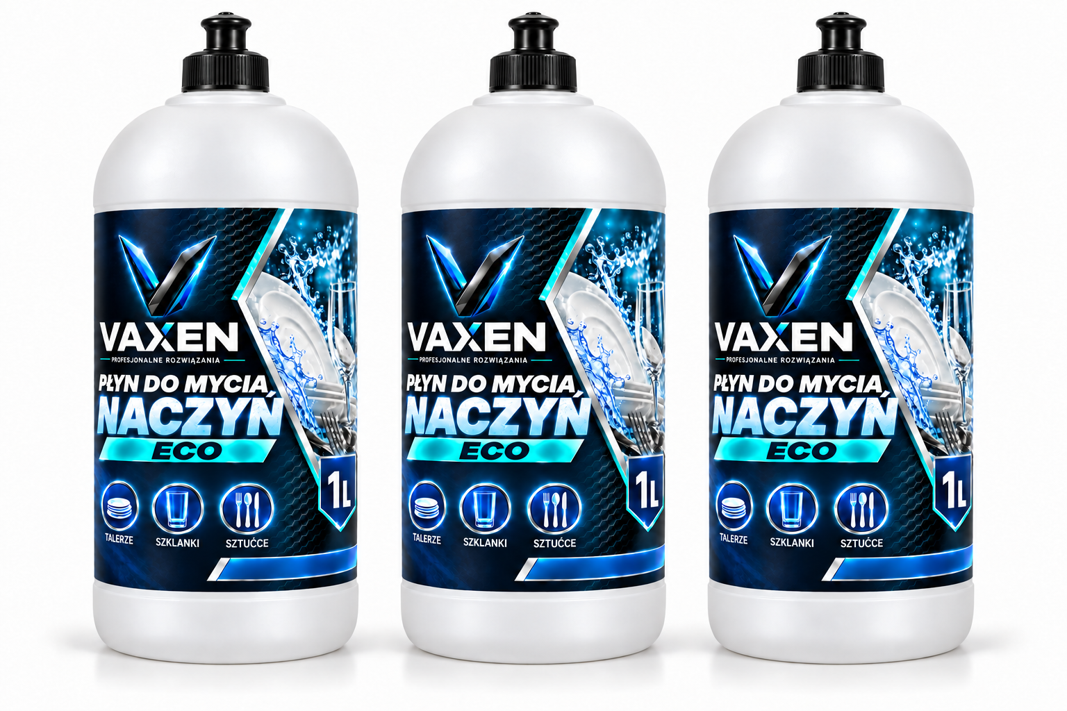 VAXEN płyn do ręcznego mycia naczyń ECO – zestaw 3 x 1 l