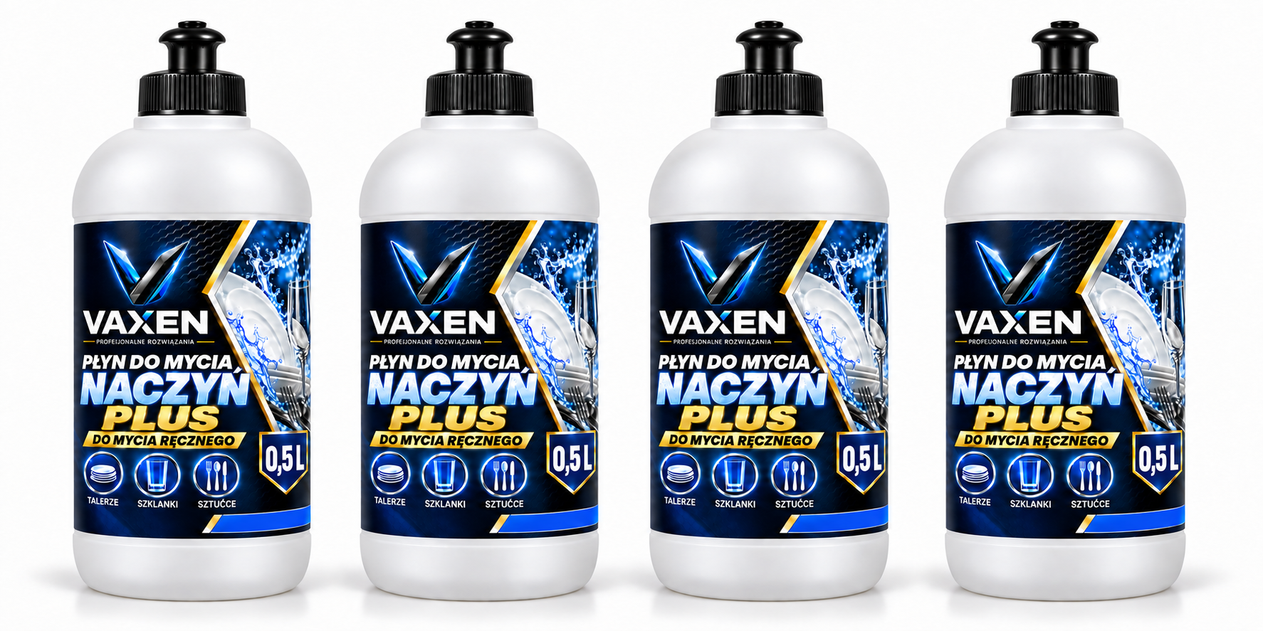VAXEN płyn do ręcznego mycia naczyń PLUS – zestaw 4 x 0,5 l