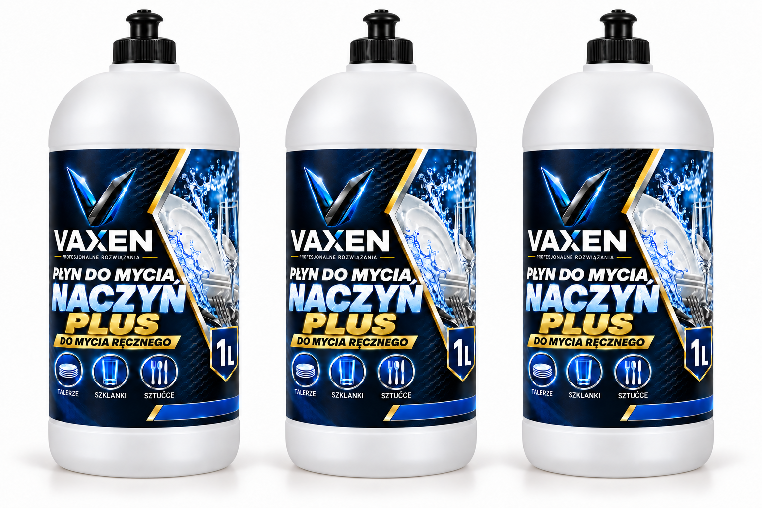 VAXEN płyn do ręcznego mycia naczyń PLUS – zestaw 3 x 1 l