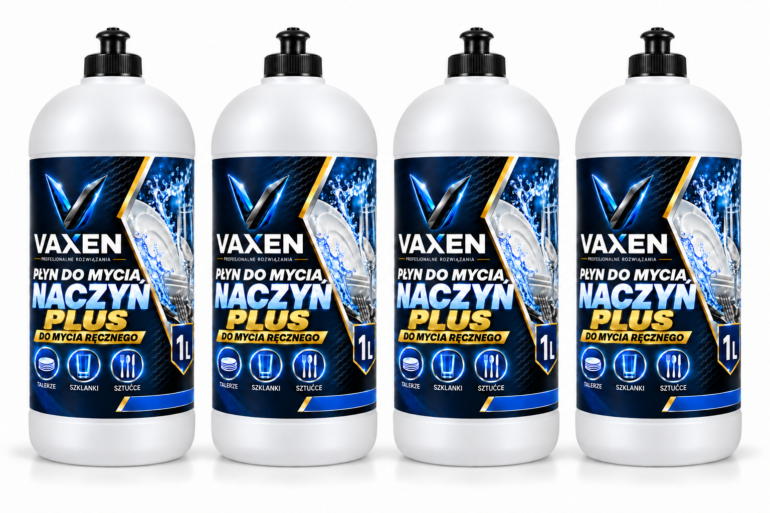 VAXEN płyn do ręcznego mycia naczyń PLUS – zestaw 4 x 1 l