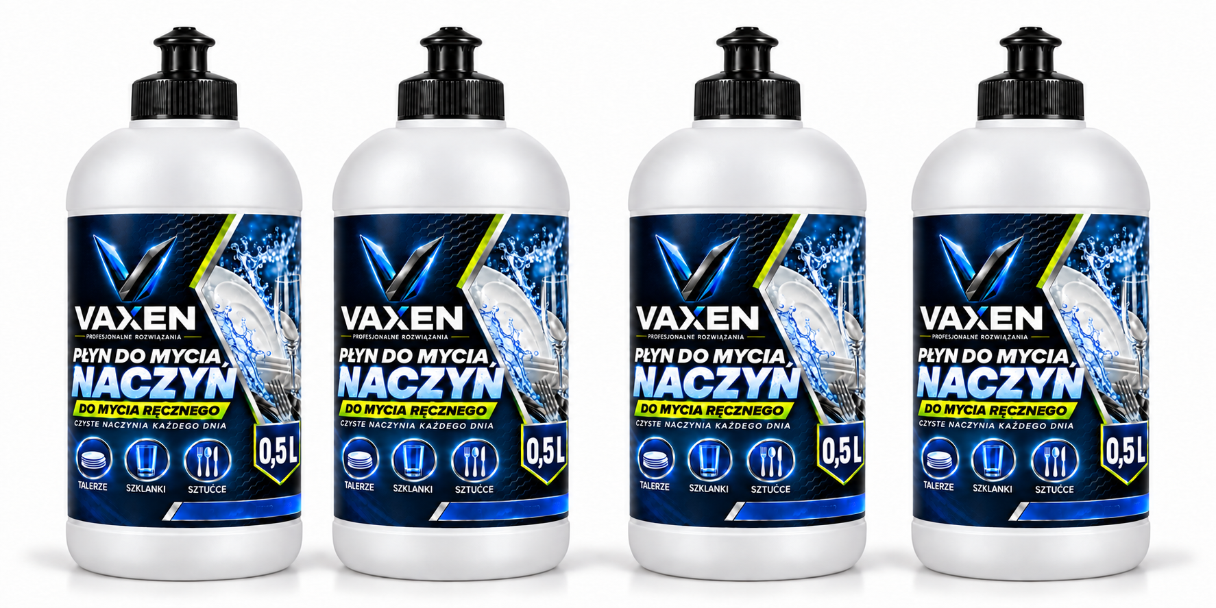 VAXEN płyn do ręcznego mycia naczyń STANDARD – zestaw 4 x 0,5 l