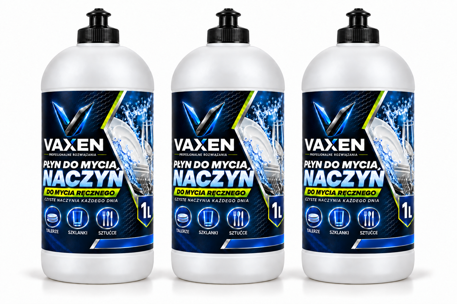 VAXEN płyn do ręcznego mycia naczyń STANDARD – zestaw 3 x 1 l