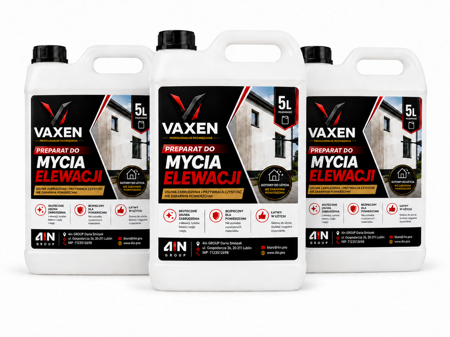 VAXEN Preparat do Mycia Elewacji 5L - zestaw 3 sztk.