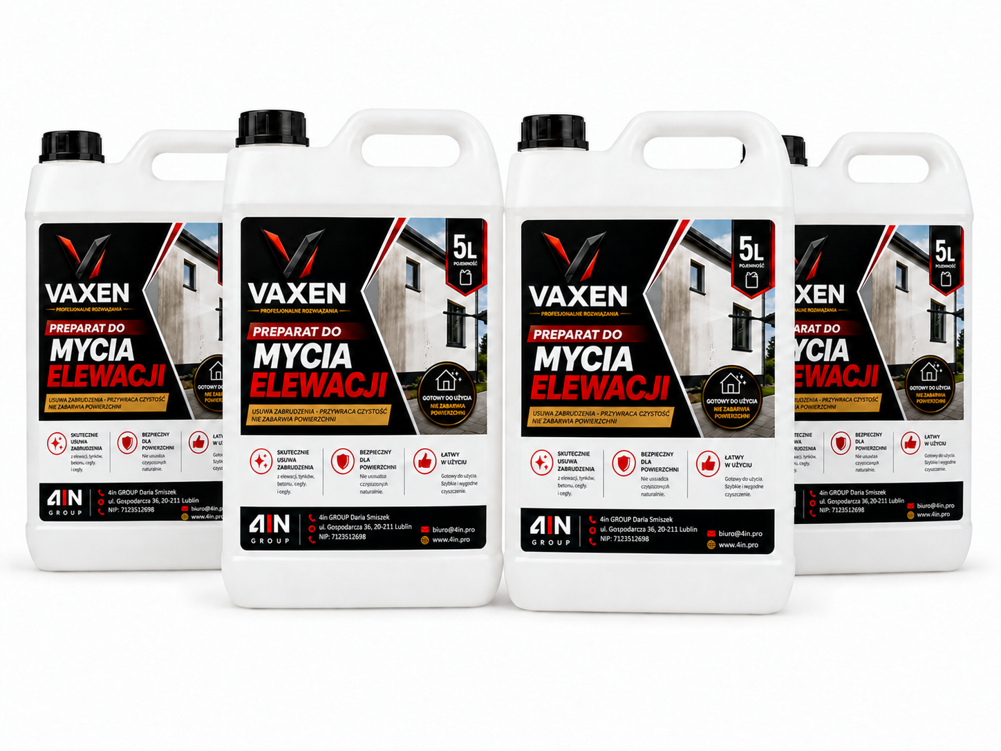 VAXEN Preparat do Mycia Elewacji 5L - zestaw 4 sztk.