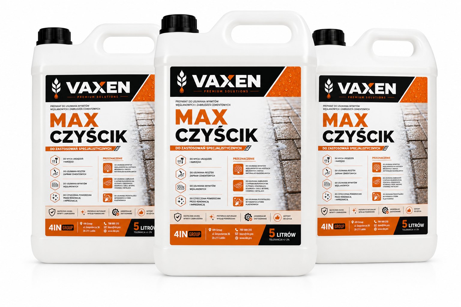 VAXEN Preparat do Usuwania Wykwitów i Zabrudzeń Cementowych 5L - zestaw 3 sztk.