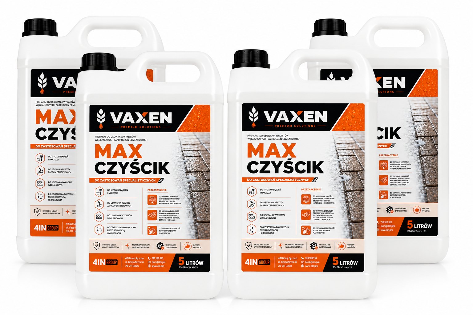 VAXEN Preparat do Usuwania Wykwitów i Zabrudzeń Cementowych 5L - zestaw 4 sztk.