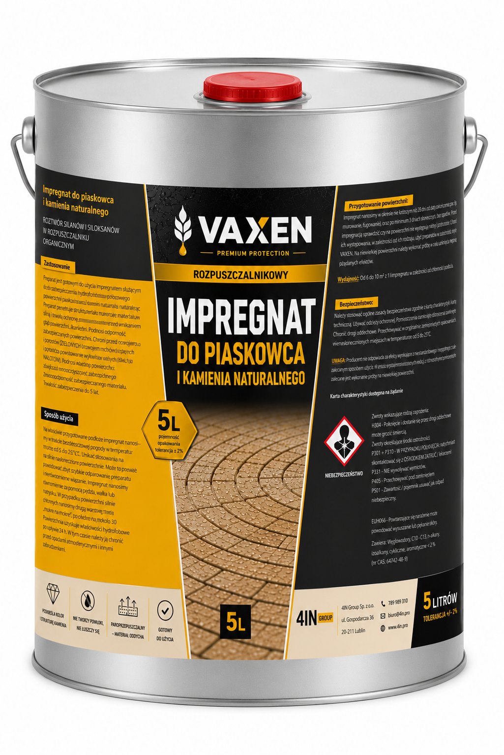 VAXEN Rozpuszczalnikowy Impregnat do Piaskowca i Kamienia Naturalnego 5L