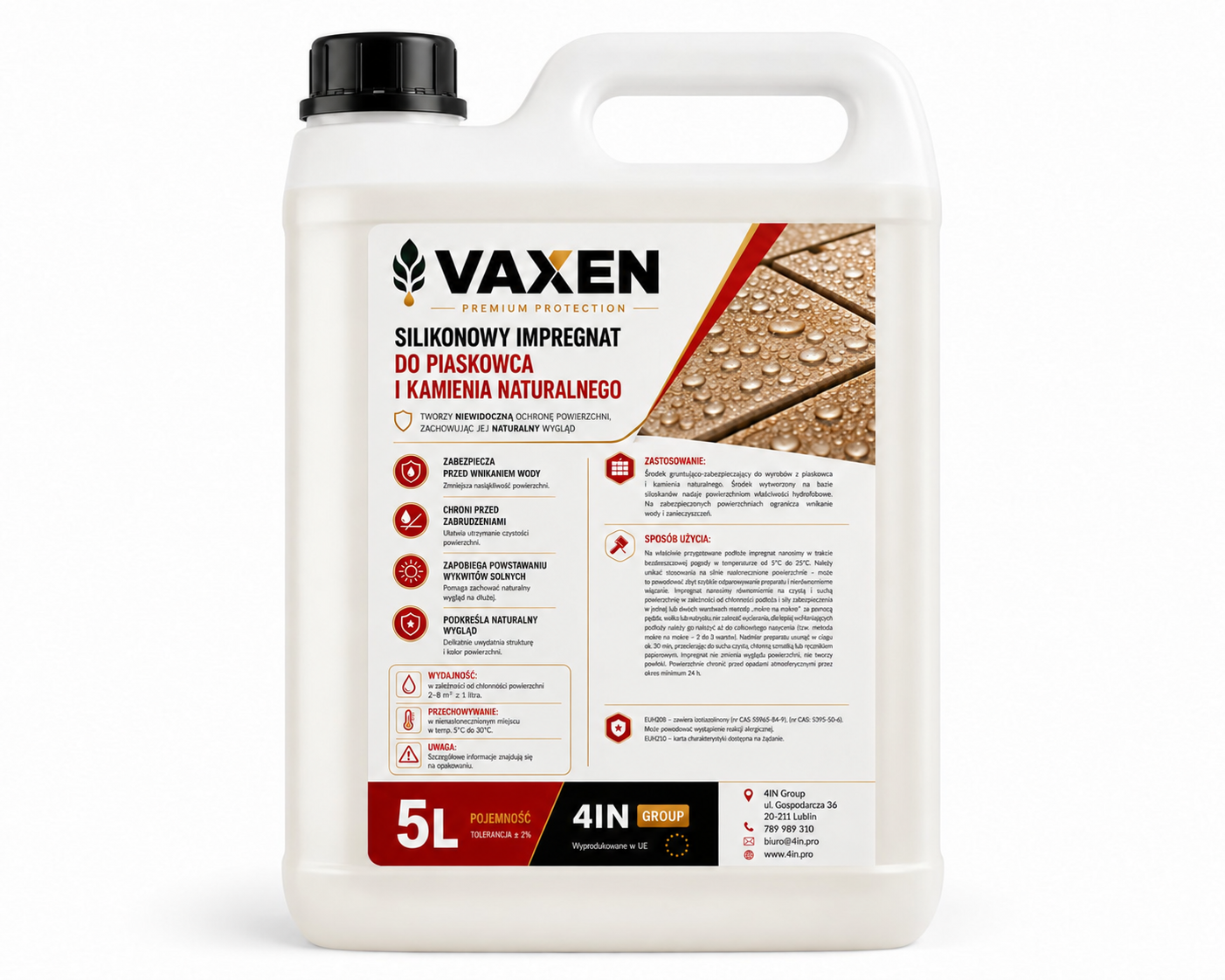VAXEN Silikonowy Impregnat do Piaskowca i Kamienia Naturalnego 5L