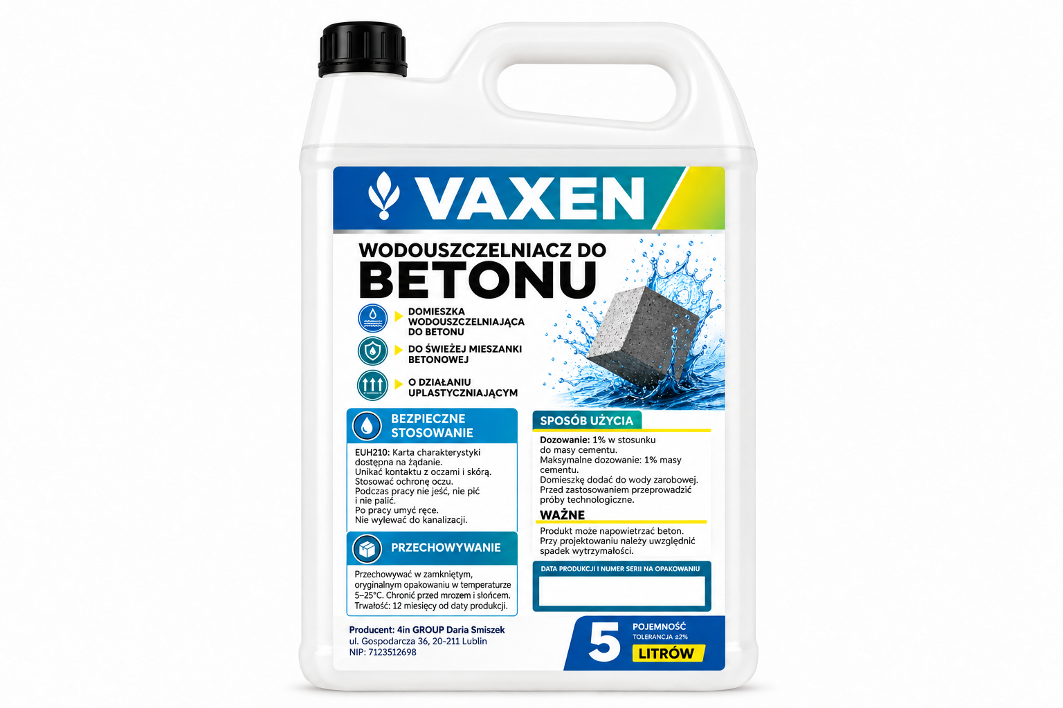 VAXEN Wodouszczelniacz do Betonu 5L